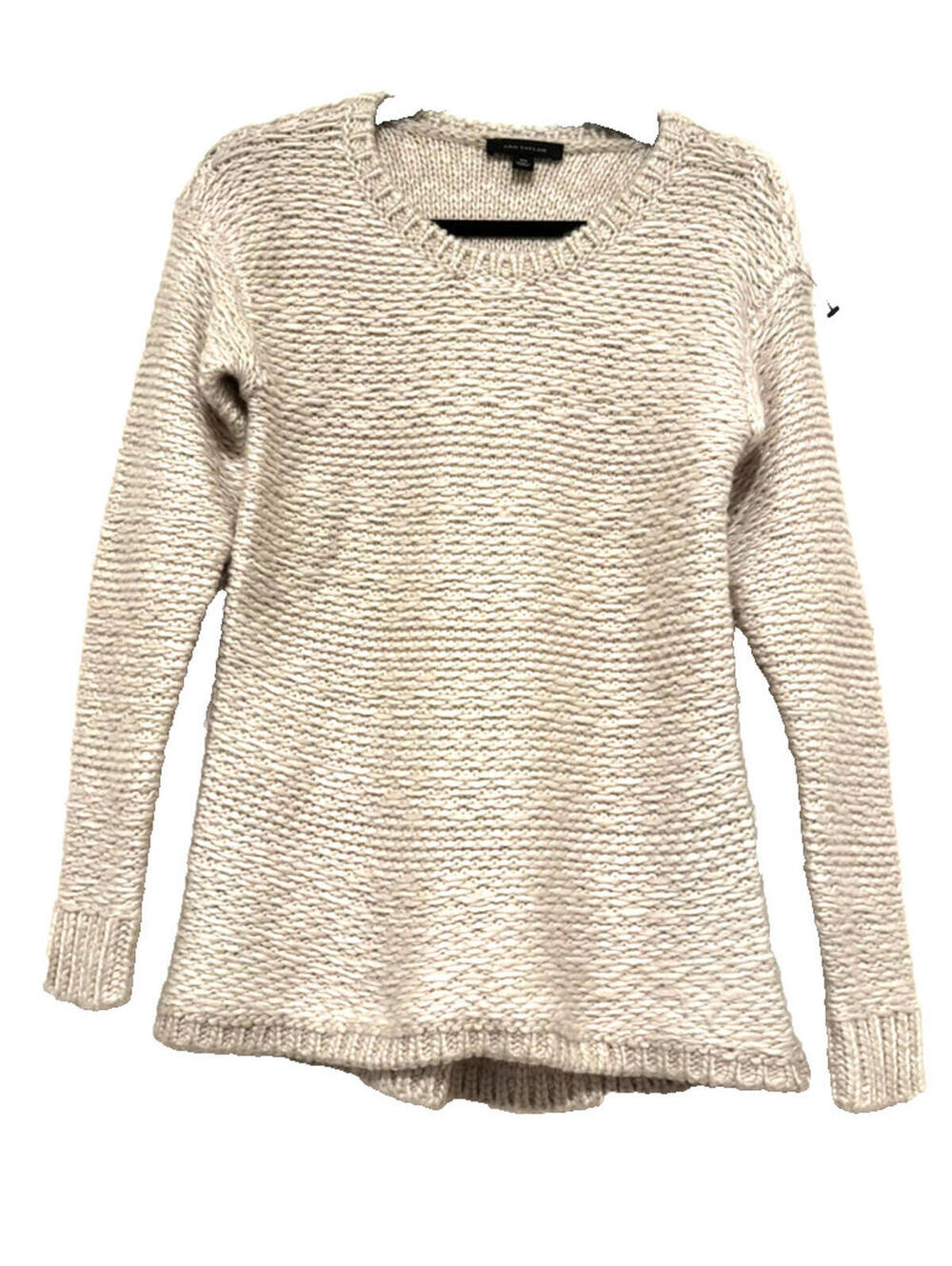 Ann Taylor oversized XS beige wool blend crew neck sweater C